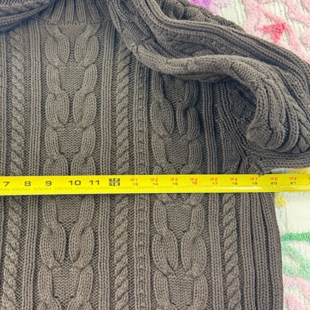 Chaps Mens XL Brown Cable‎ Knit Mock Neck 100% Cotton Sweater 884094066759
